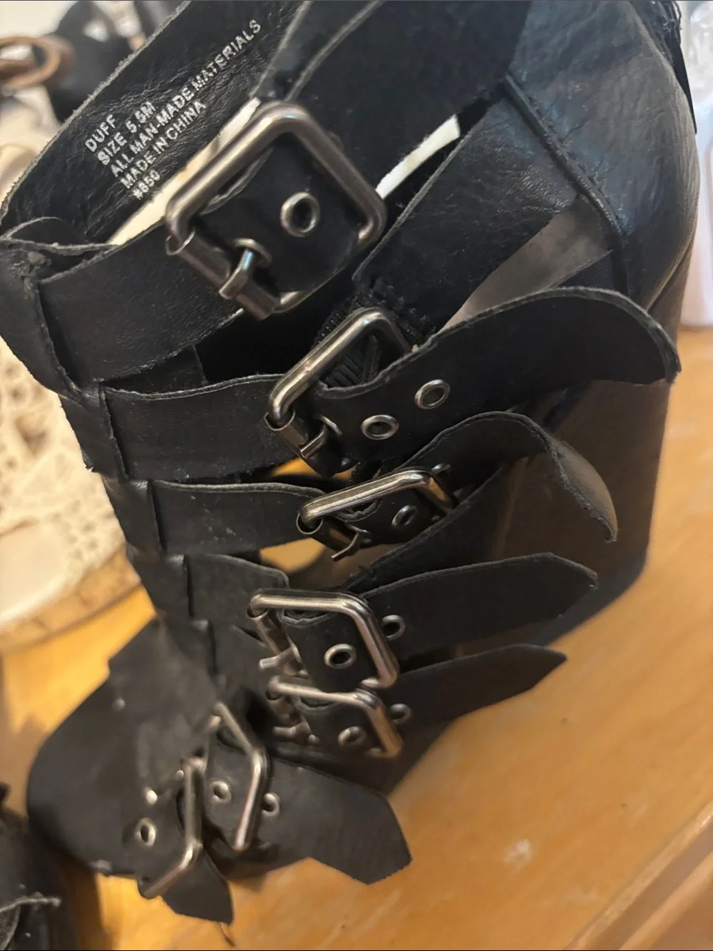 Women's Black Strappy Buckle Sandals